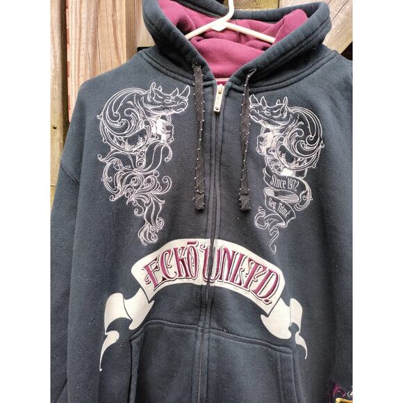 Ecko Unltd Vintage Y2K Hoodie Embroidered Skater Cyber Mall Goth XL Graffiti - Picture 5 of 10